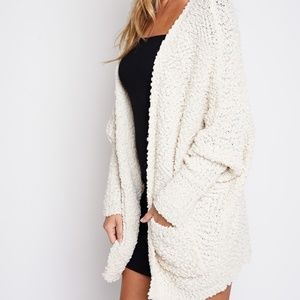 UNFORGETTABLE SOFT POPCORN KNIT CARDIGAN (IVORY)